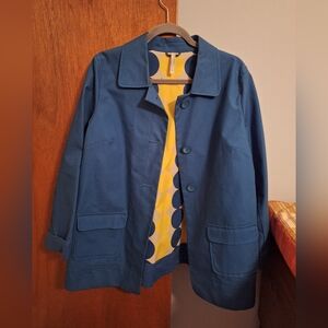 Old Navy Women's 100% Cotton Teal Trench Coat Size L